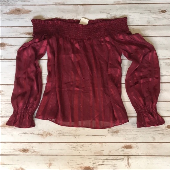 J.O.A. Off the shoulder sheer top shirt blouse - Picture 3 of 3